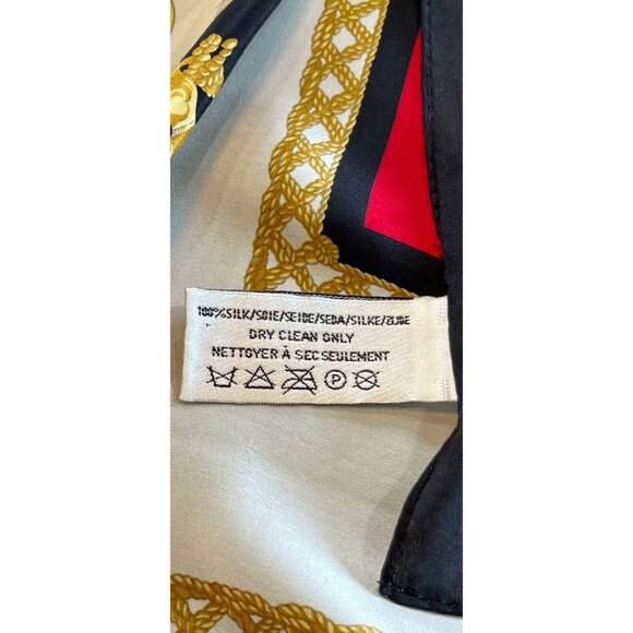 Vtg Liz Claiborne Scarf Multi-Color "Nautical Squares" With Gold Cord" Silk Silk - Picture 3 of 9